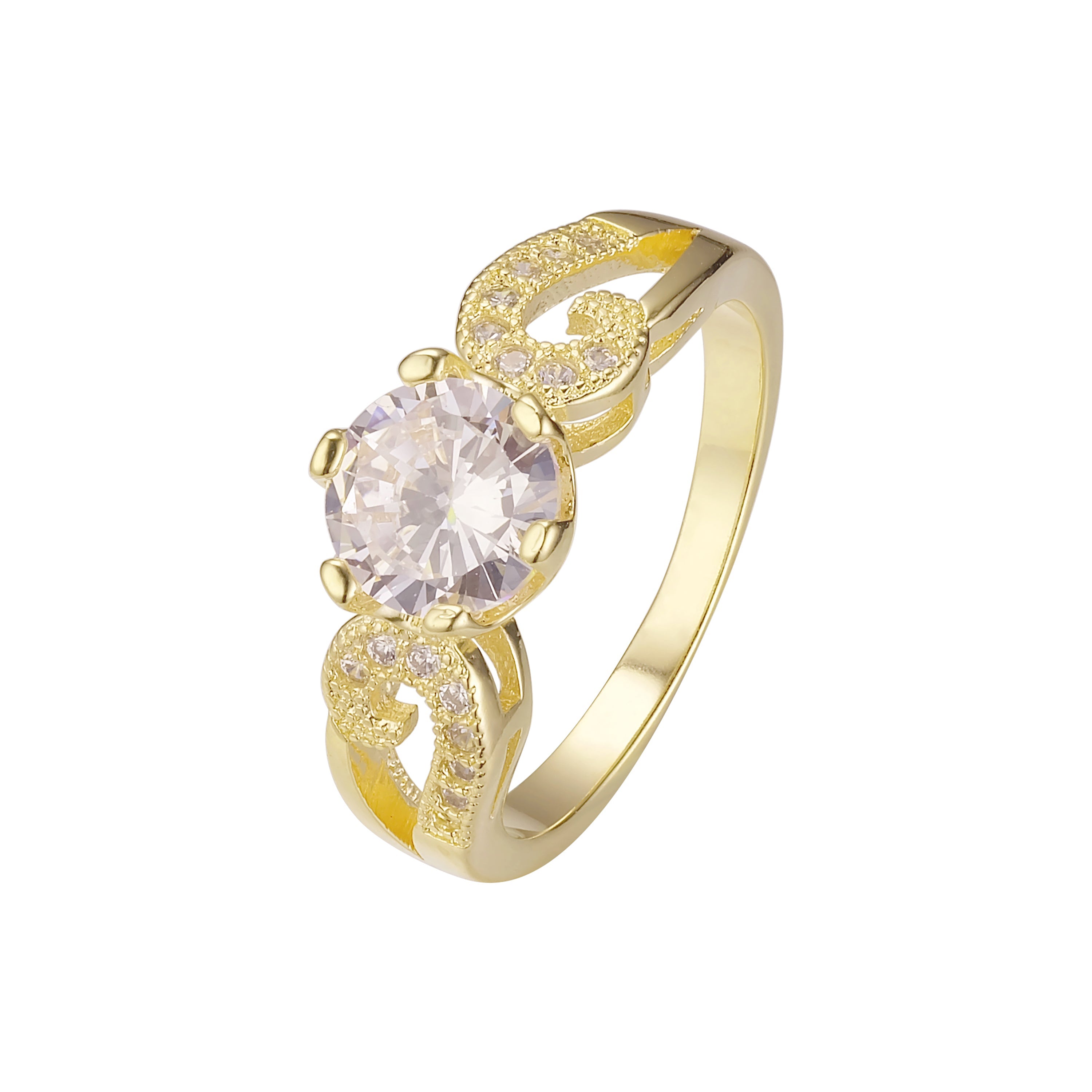 Stapelbare Ringe mit Doppelband und Pav¨¦-Beschichtung aus 14-kar?tigem Gold