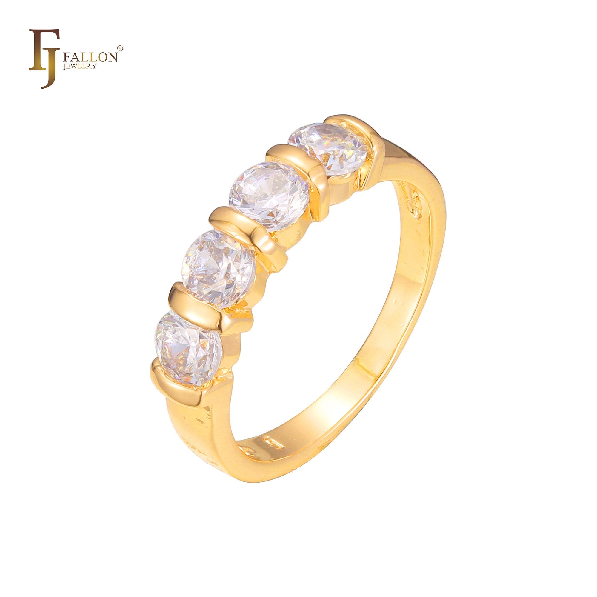 Big Cluster White CZs 14K Gold Wedding Set Rings