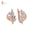 Luxurious leaves of silver Rose Gold two tone Clip-On Earrings