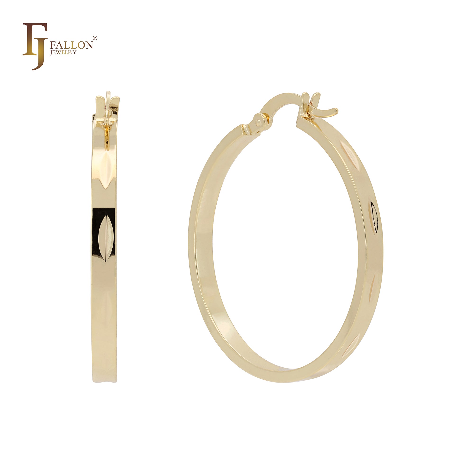 Tube shaped Marquise shaped 14K Gold Hoop Earrings