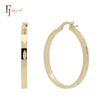 Tube shaped Marquise shaped 14K Gold Hoop Earrings