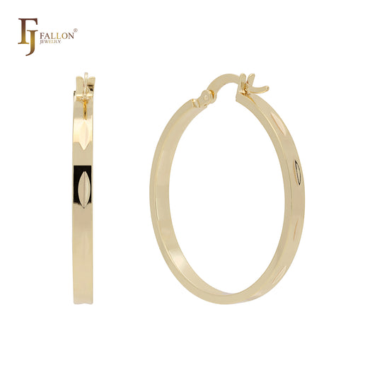 Tube shaped Marquise shaped 14K Gold Hoop Earrings