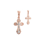 Eastern Orthodox Russian budded pendant in 14K Gold, Rose Gold two tone plating colors