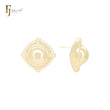 Brincos de pino em formato de caracol em formato de losango oval em ouro 14K, ouro rosa e ouro branco