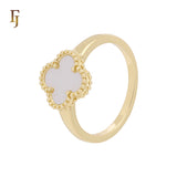 🔥 Minimalism Elegant Black or white Clover design 14K Gold Fashion Rings