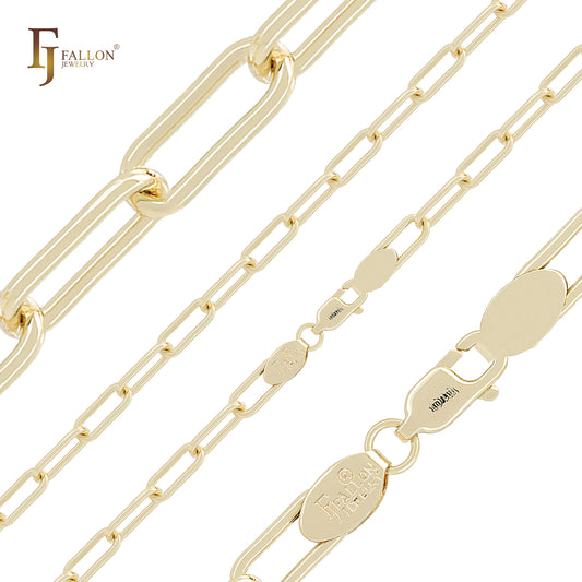Cable Paperclip link 14K Gold, White Gold Chain