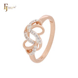 Ineinandergreifende zweifarbige Moderinge aus Roségold mit Spinning Ribbons