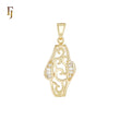 Geometric sign of white CZs 14K Gold Pendant