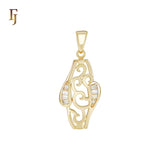 Geometric sign of white CZs 14K Gold Pendant