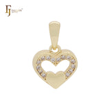 Heart in heart halo white CZs small 14K Gold Pendant