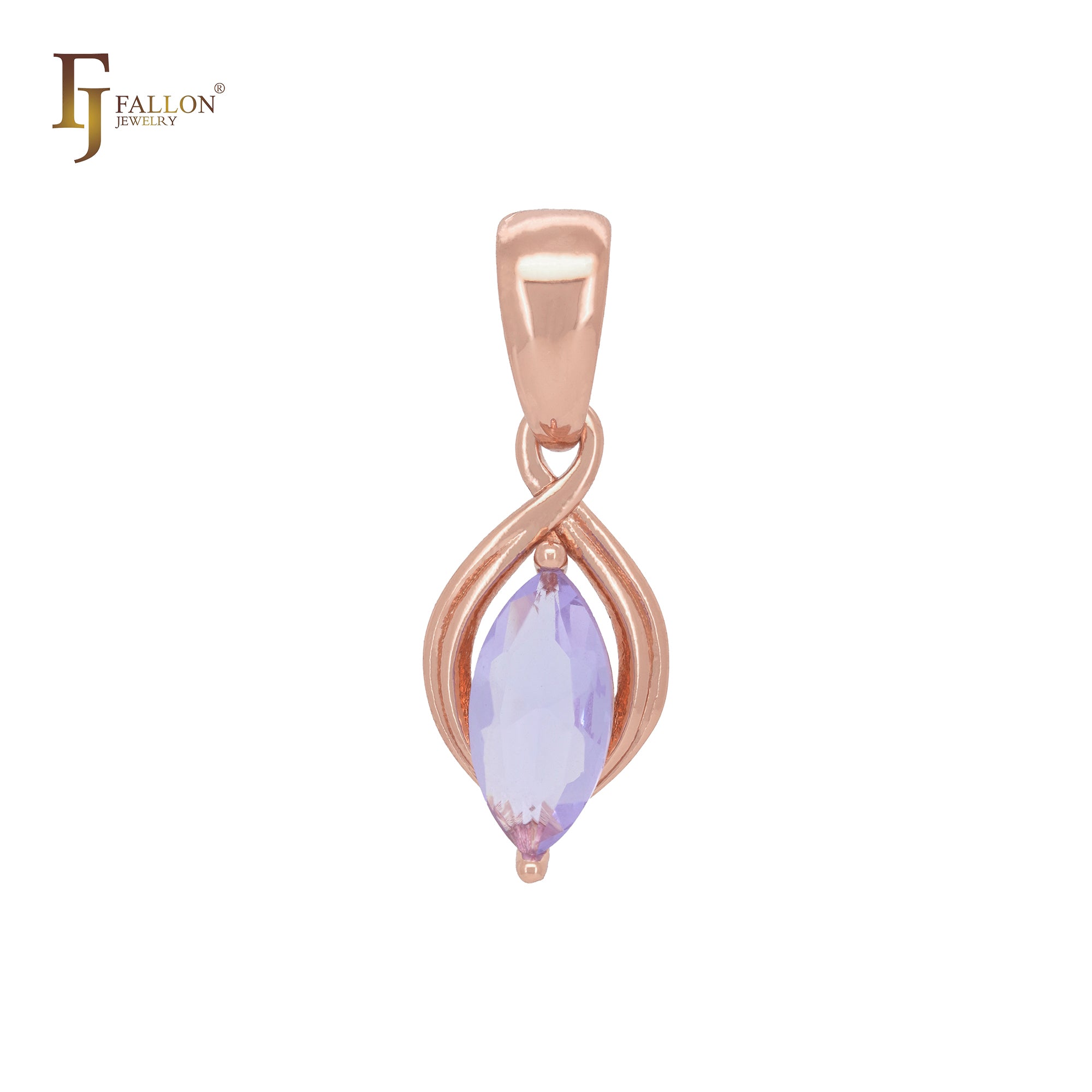 Solitare Marquise rosa lila Roségold Anhänger