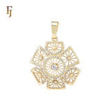 Hexagon Snowflake filigree 14K Gold Pendant