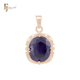 Giant rounded Solitaire Purple stone 14K Gold Solitaire pendant