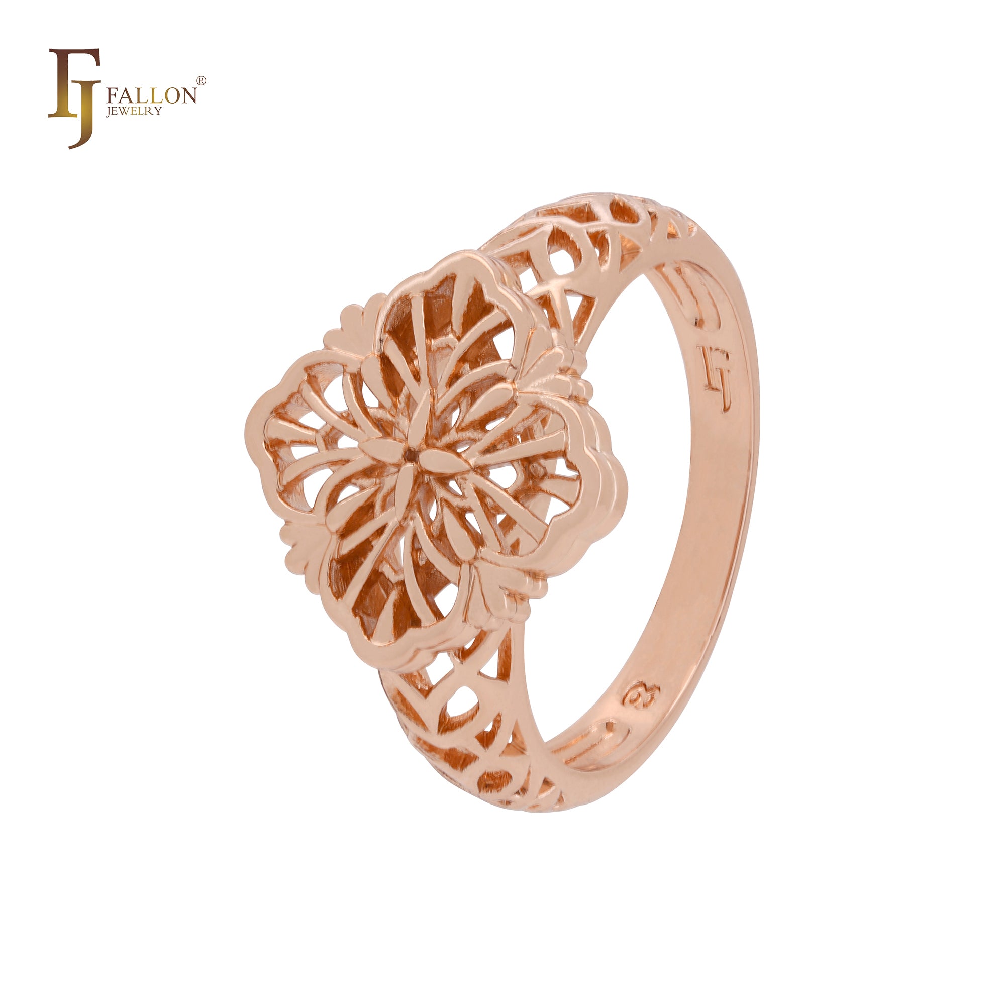 Doppellagige filigrane Blumen-Moderinge aus Roségold