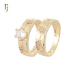 Section of nugget of white CZs 14K Gold Wedding Set Rings Engagement and Band