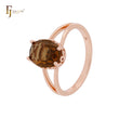 Clawed Solitaire Coffee CZ Oval Rose Gold Clip-On Earrings
