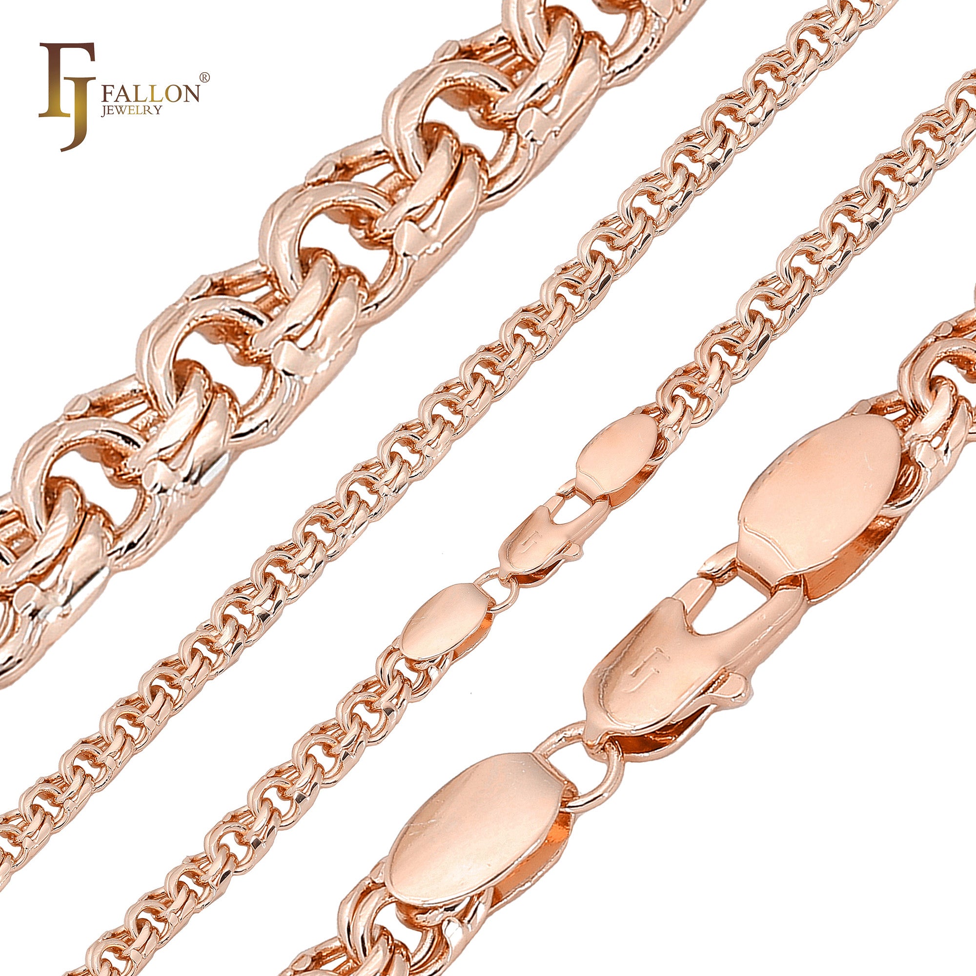 Correntes de elos de rolo duplo com mola Rose Gold Bismarck