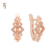 Textured Multi Rhombus linked Rose Gold Russian Lock Earrings