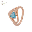 Dreieckiger geometrischer Solitär-Modering mit dreieckigem Schliff, seeblau, Zirkonia, Roségold