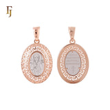 Portrait of Saint Matrona Russian Orthodox Rose Gold Religious Pendant