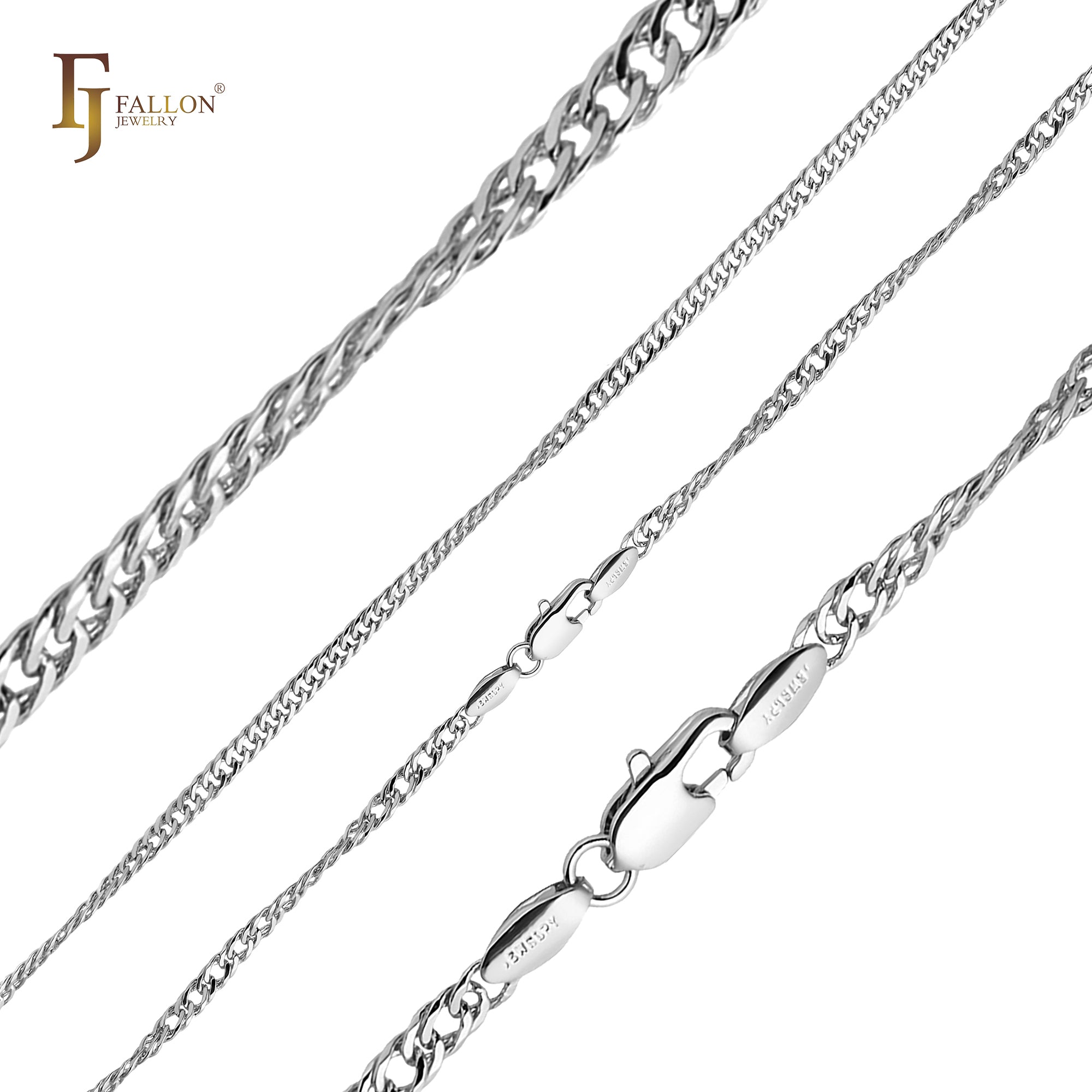 Doble eslabón cubano Oro 14K, Oro 18K, Cadenas Oro Blanco