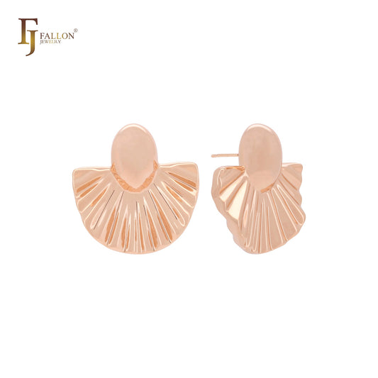 Ballet skirt shaped 14K Gold, Rose Gold, White Gold Stud Earrings
