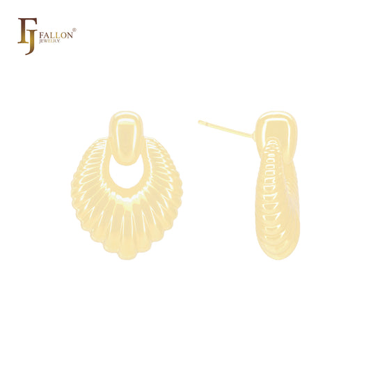 Pendientes de oro de 14 quilates, oro rosa y oro blanco con forma de pluma de pavo real