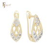 Oval white CZs 14K Gold two tone Clip-On Earrings