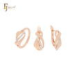 Elegant interlocking ribbons with white CZs Rose Gold Russian Lock Earrings