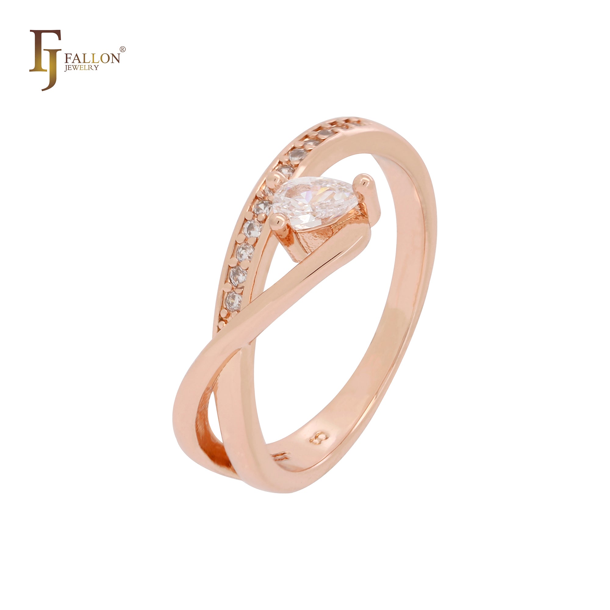 Elegante Doppel-Solitärringe aus Roségold mit weißen Zirkonia