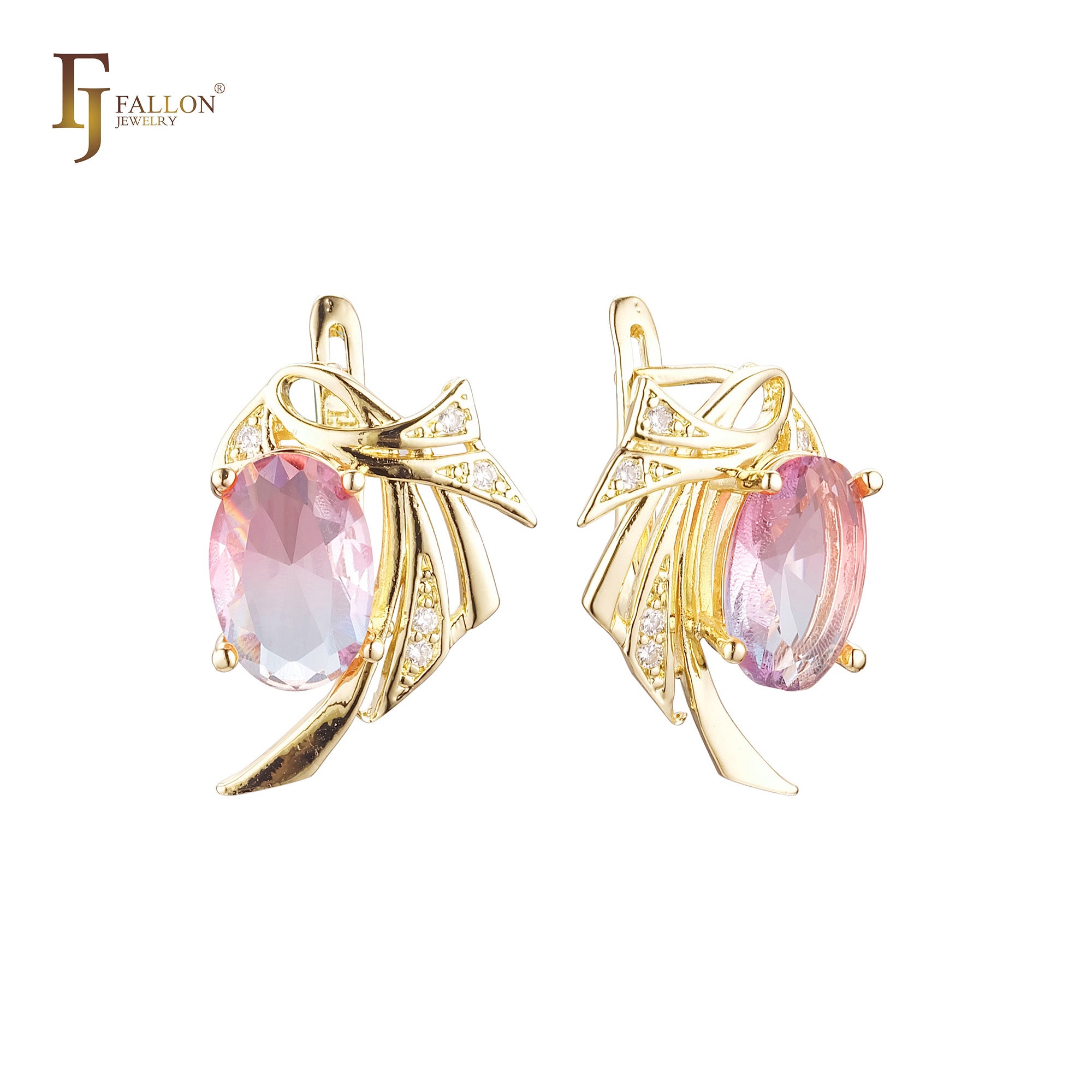 .Wings solitaire earrings in 14K Gold, Rose Gold plating colors