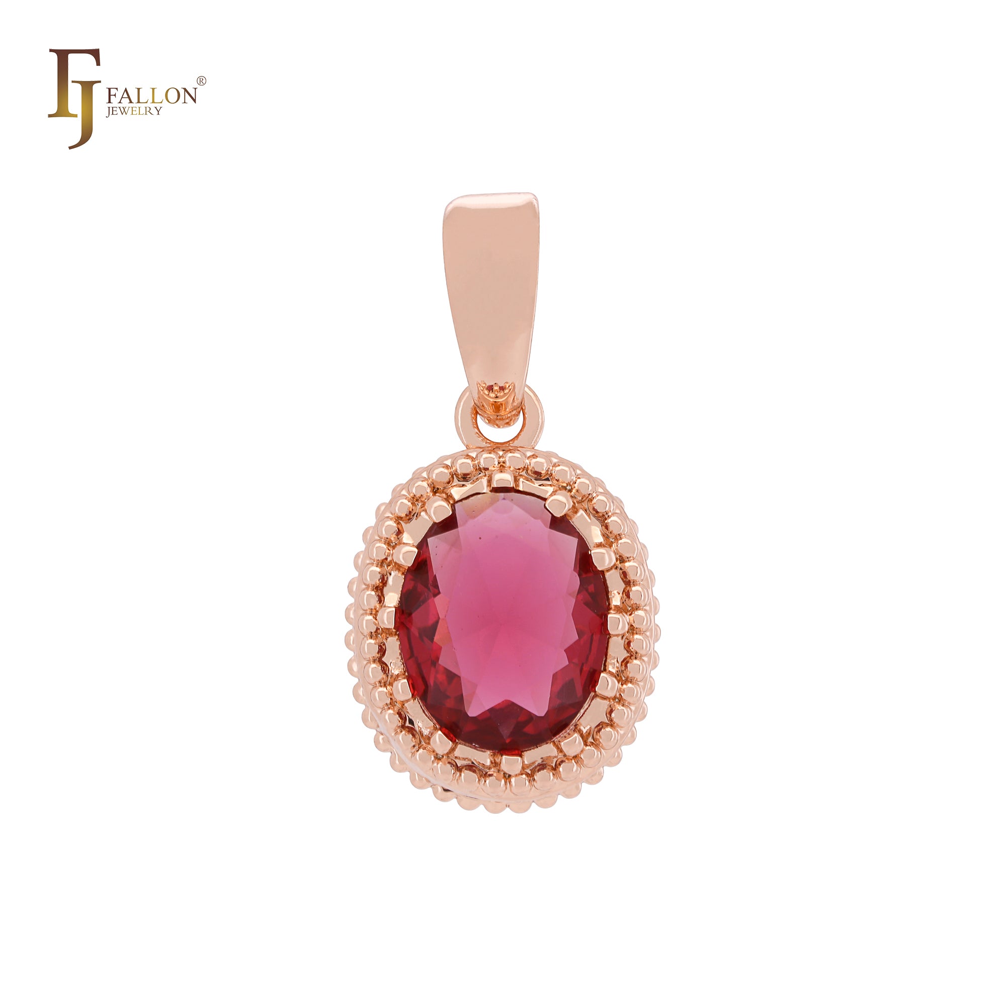 Halo Beads Solitaire Colorful CZ Rose Gold Solitaire Pendant