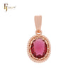 Halo Beads Solitaire Colorful CZ Rose Gold Solitaire Pendant