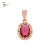 Halo Beads Solitaire Colorful CZ Rose Gold Solitaire Pendant