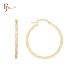 Rope Rhombus Textured 14K Gold, Rose Gold, White Gold Hoop earrings