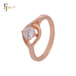 Solitaire round lake blue cz Rose Gold Engagement Rings