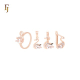 Elegant Goose Swan of white CZs Rose Gold Jewelry Set with Rings and Pendant