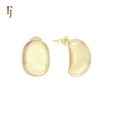 Glossy rounded curve 14K Gold, Rose Gold Stud Earrings