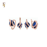🔥 Double Ribbons clawed elegant Solitaire Colorful CZ Rose Gold Jewelry Set with Rings and Pendant