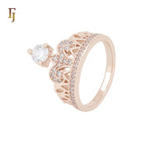 Great luxurious Crown of white CZs Rose Gold Fashion Rings