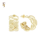 Double Rows of hearts 14K Gold, Rose Gold Stud Earrings
