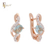 Twisted bonds cluster white czs Rose Gold two tone Russian Lock Earrings