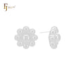 Eight bubbles rounded petals sunflower shape 14K Gold, Rose Gold, White Gold Stud Earrings