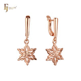 Drop Blooming Flower of beads Rose Gold Russian Lock Earrings