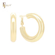 Chunky Glossy rounded tube 7.2mm wide 14K Gold, Rose Gold, White Gold Hoop Earrings