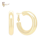 Chunky Glossy rounded tube 7.2mm wide 14K Gold, Rose Gold, White Gold Hoop Earrings