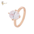 Anillos de moda de oro rosa con circonita blanca y corte ovalado de gran solitario
