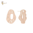 Irregular hollow circle shaped 14K Gold, Rose Gold, White Gold Stud Earrings