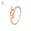 Ribbon crossing Rose Gold two tone Wedding Band Rings