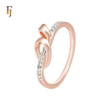 Ribbon crossing Rose Gold two tone Wedding Band Rings